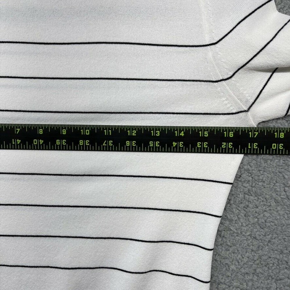 White House Black Market Women Blouse White Striped Beaded Long Sleeve Size XS - Picture 9 of 12